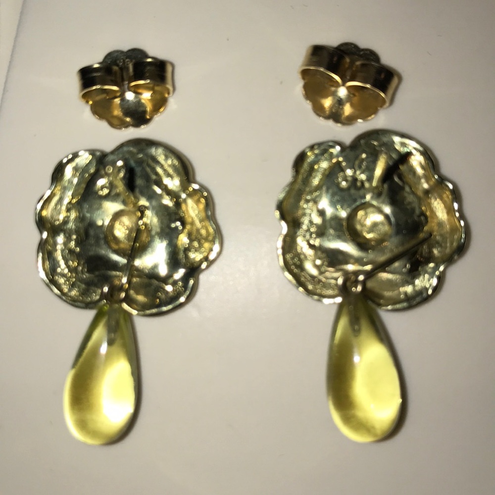 Gorgeous 18Kt gold detachable gem drop earrings - Picture 7 of 16